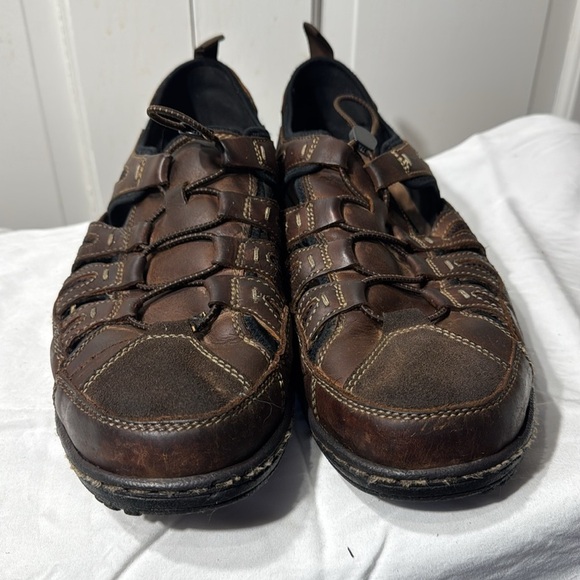 Hush Puppies Men's Brown Leather Sandals - EUC Size 11 - Picture 1 of 8